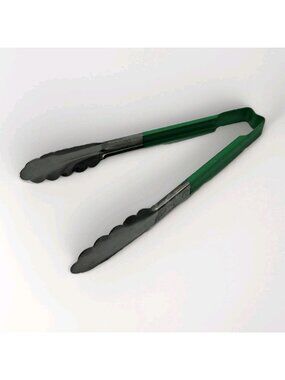 Vollrath 4780970 Jacob's Pride® 9-1/2" Stainless Steel Scalloped Tongs-Green